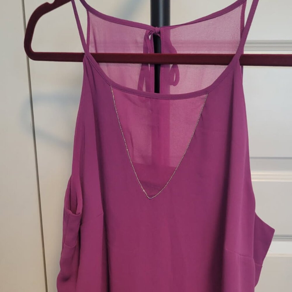 White House Black Market Fushcia Tank Top with Spaghetti Straps, Size M - Picture 2 of 6